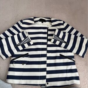 Banana Republic Navy and White Striped Top